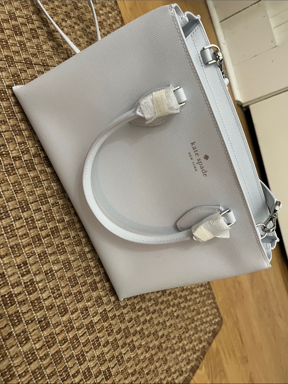 kate spade light gray saffiano satchel